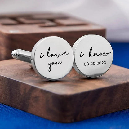 Custom Engraved Text Cufflink For Men