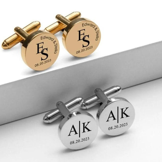 Custom Engraved Text Cufflink For Men