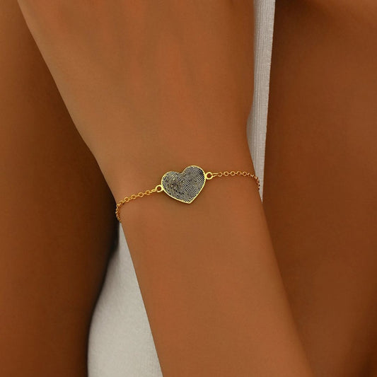 Custom Heart Shaped Fingerprint Bracelet