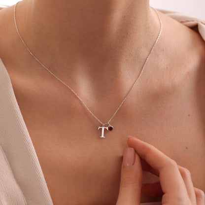 Custom Initial With Birthstone Necklace