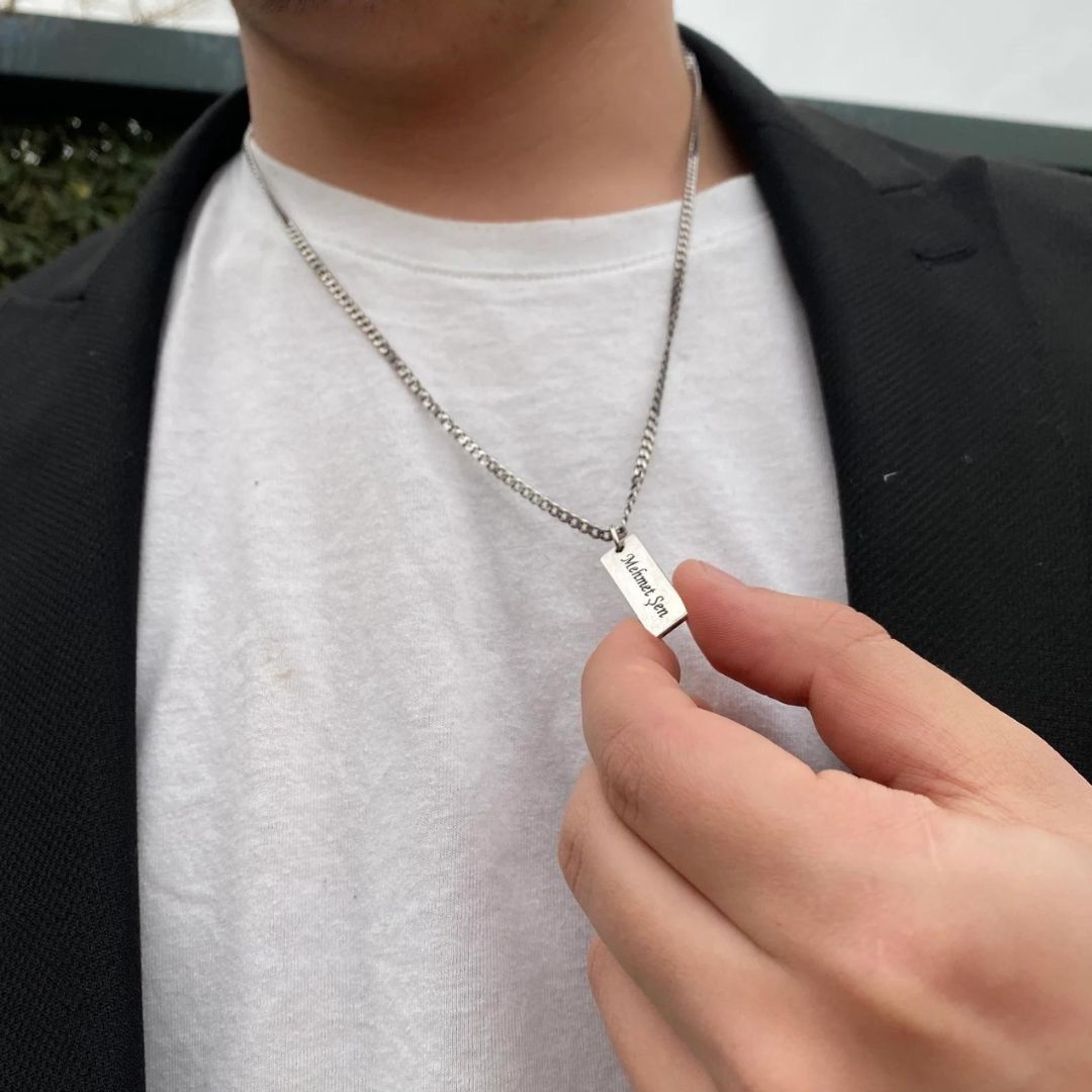 Custom Men Name Bar Necklace- Men's Jewelry