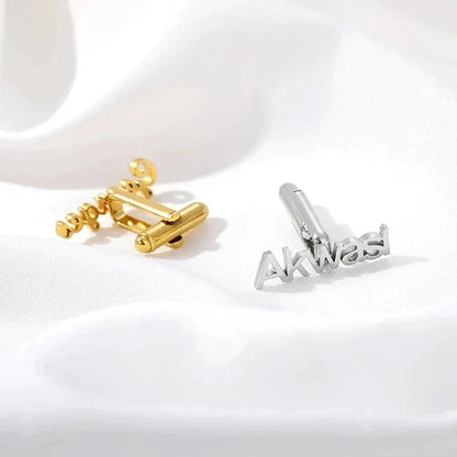 Custom Men's Shirt Cufflinks Personalized Name Cufflinks