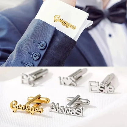 Custom Men's Shirt Cufflinks Personalized Name Cufflinks