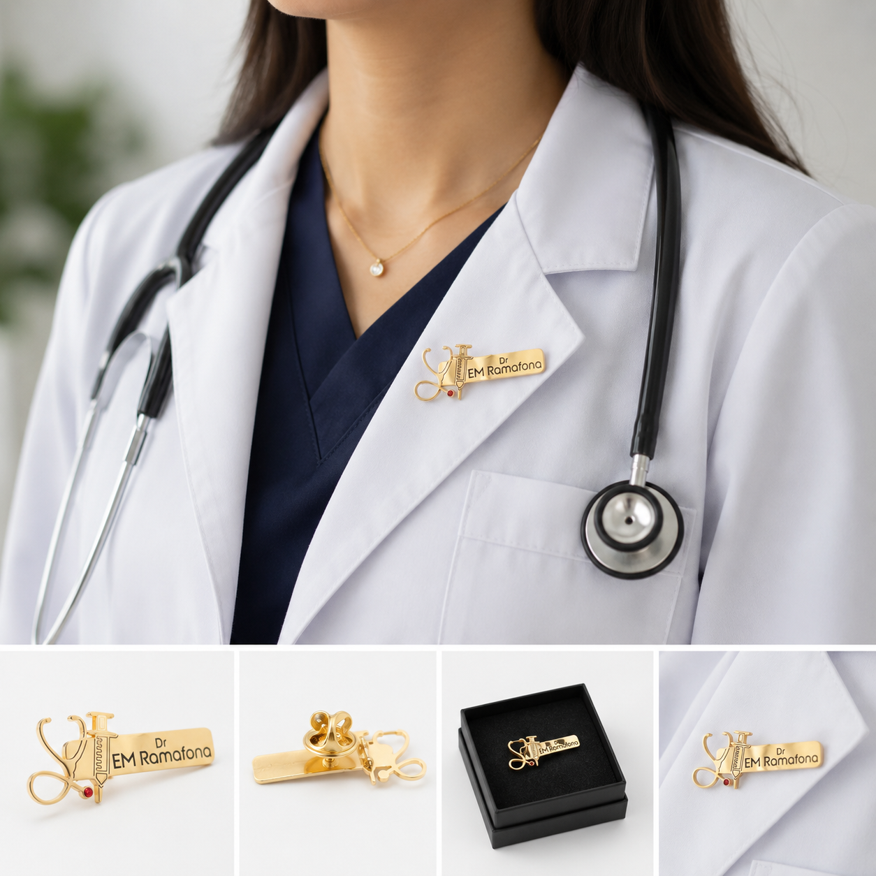 Custom Name Engraved Doctor Brooch