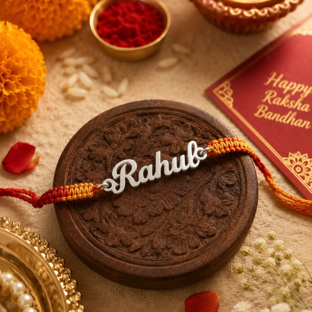 Custom Name Rakhi - Gold and Silver Plated Rakhi