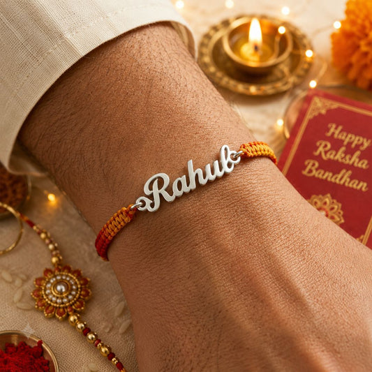 Custom Name Rakhi - Gold and Silver Plated Rakhi
