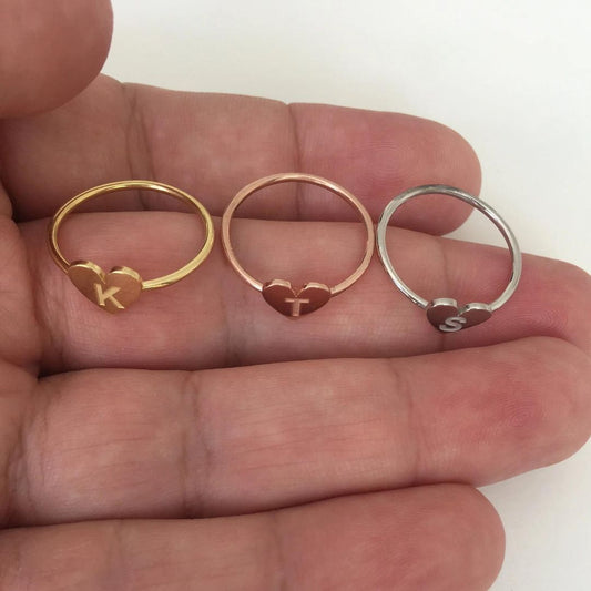 Custom Promise Heart Love Initial Ring