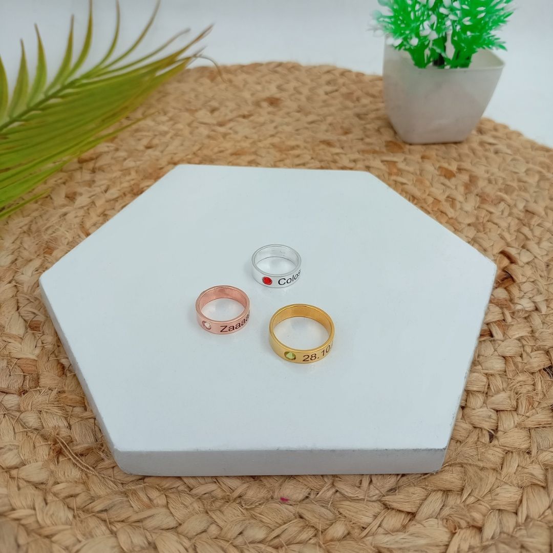 Custom Name Ring With Birthstone