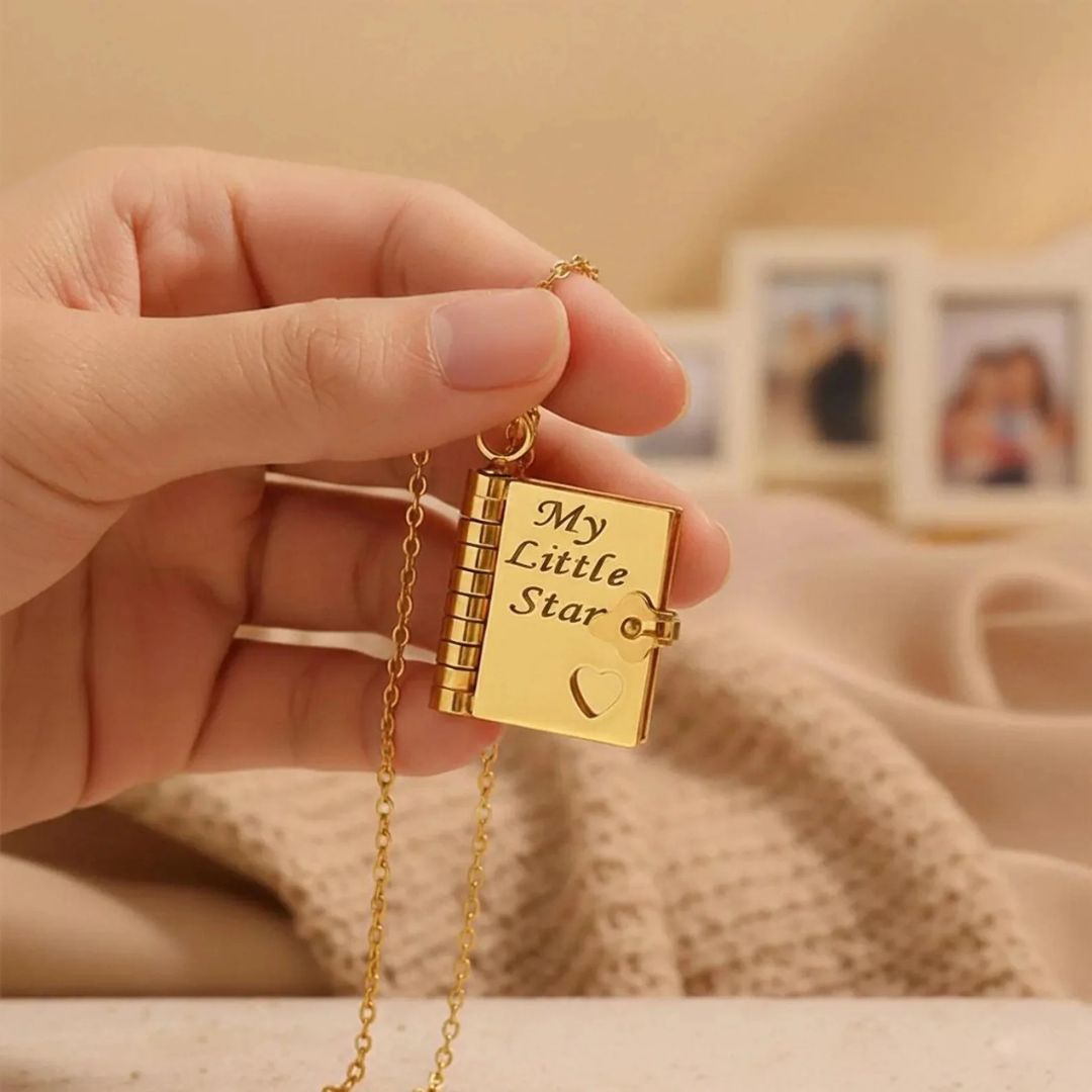 Customized Book Locket With Engraved Message