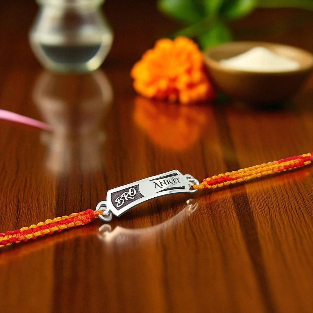 Customized Bro Silver Rakhi