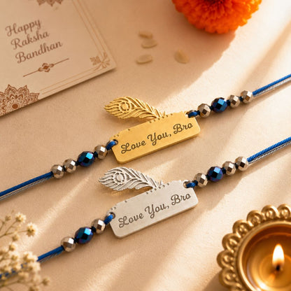 Customized Brother Rakhi With Peacock Feather