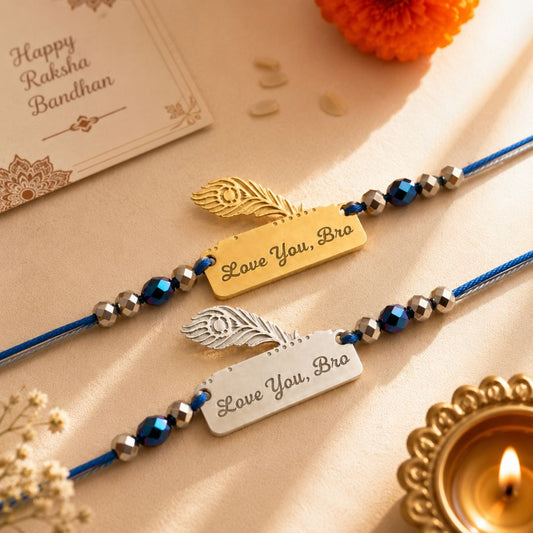 Customized Brother Rakhi With Peacock Feather