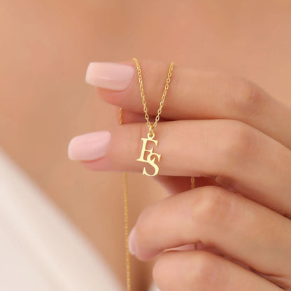 Customized Interlocking Letters Necklace, Two Initials Necklace