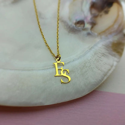 Customized Interlocking Letters Necklace, Two Initials Necklace