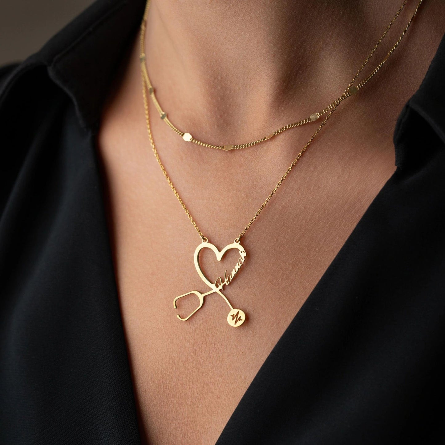 Customized Name Stethoscope Necklace