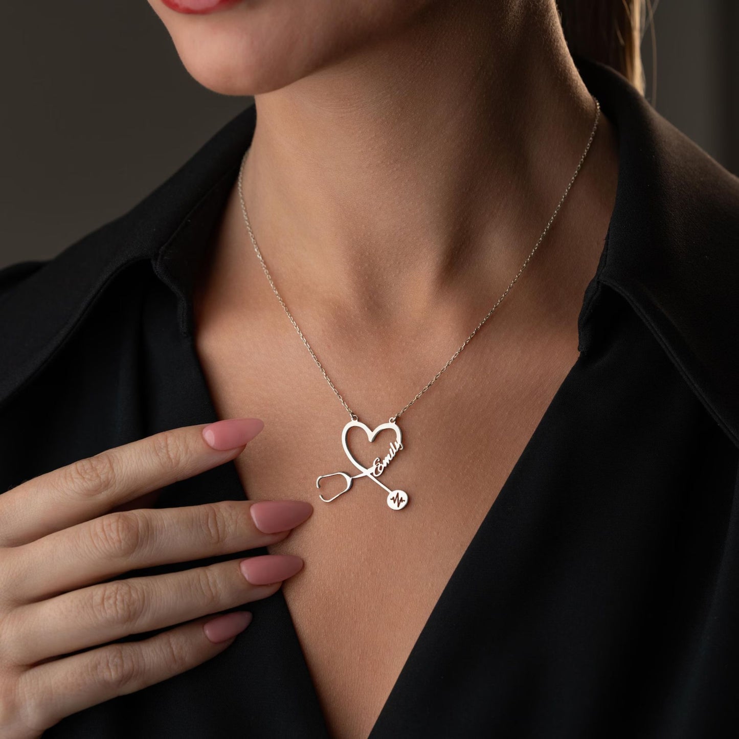 Customized Name Stethoscope Necklace