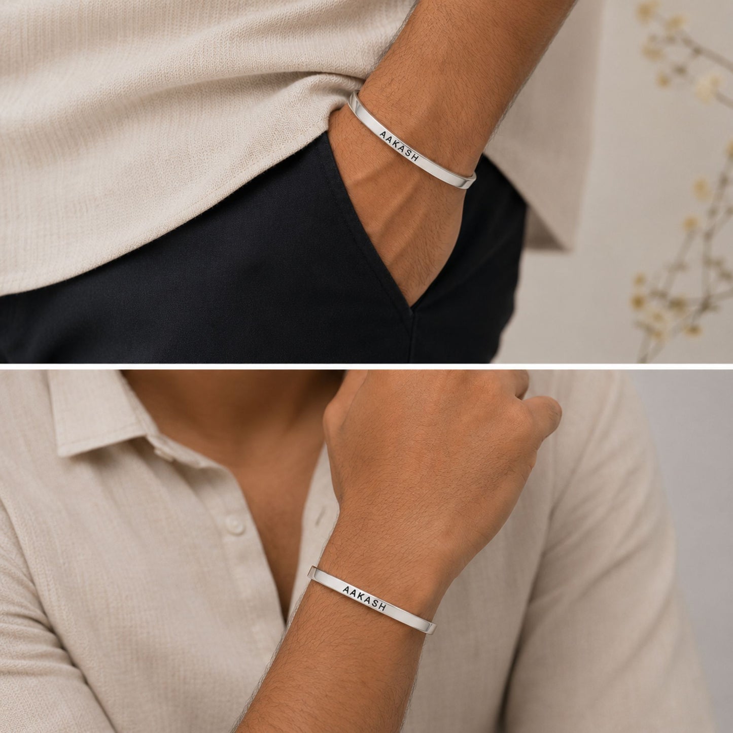 Customized Silver Kada For Men