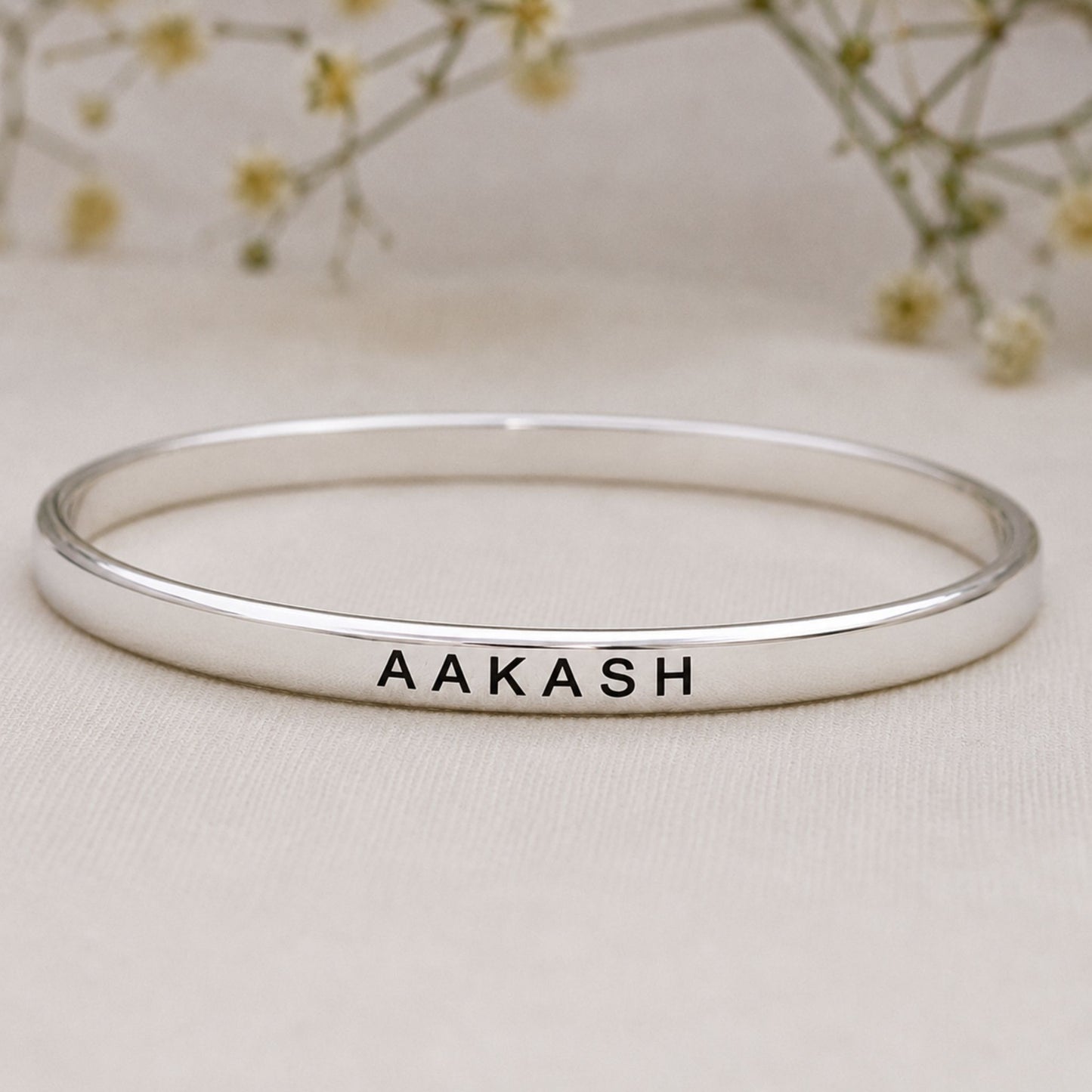 Customized Silver Kada For Men