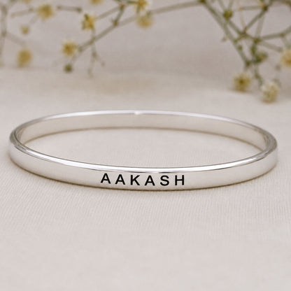 Customized Silver Kada For Men