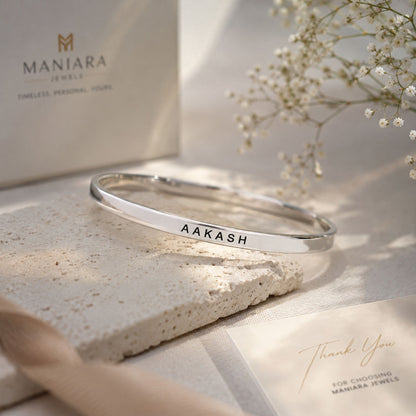 Customized Silver Kada For Men