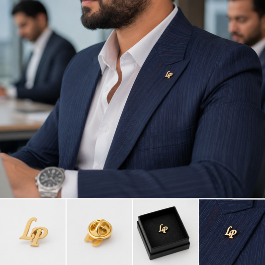 Customized Initial Pin Brooch For Men