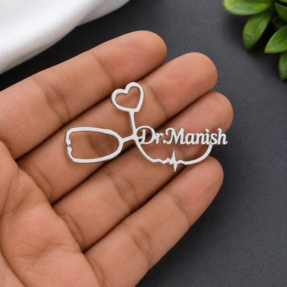 Customized Stethoscope Brooch With Name