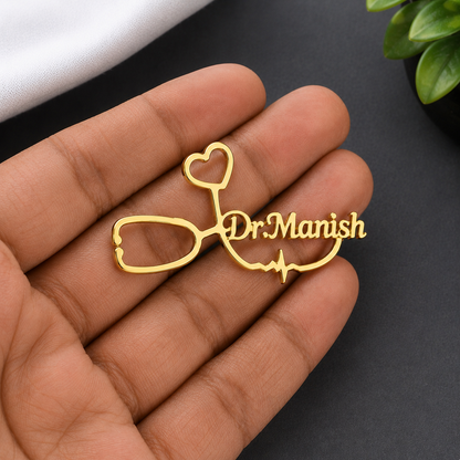 Customized Stethoscope Brooch With Name
