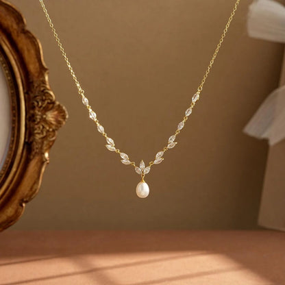 Dainty Pearl Necklace Set With Earrings | Wedding Special