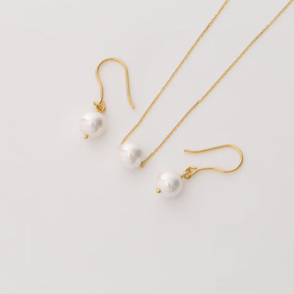 Dainty Pearl Necklace and Earrings Set