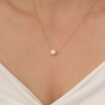 Dainty Pearl Necklace and Earrings Set
