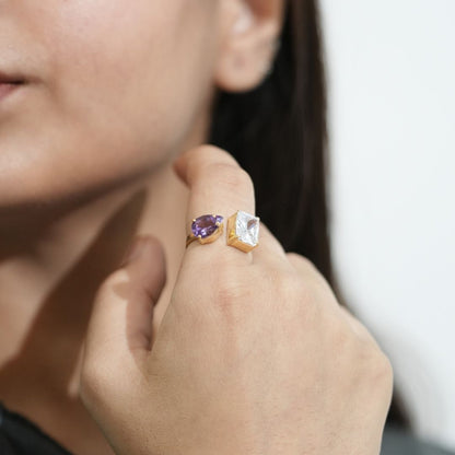 Emerald Cut Dual Stone Ring
