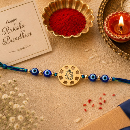 Ganesha Rakhi With Evil Eye Pearl