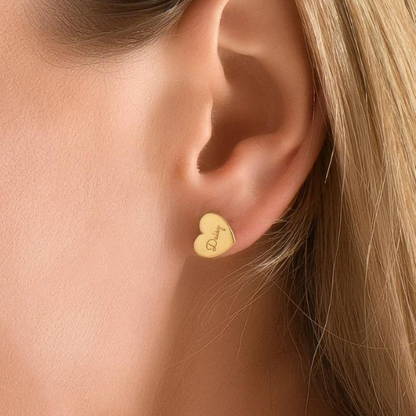 Heart Shape Engraved Name Earring