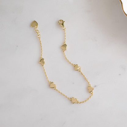 Heart Bracelet, Love Bracelet, Gold Charm Bracelet