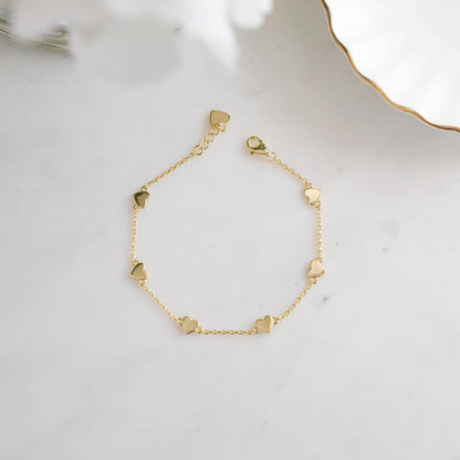 Heart Bracelet, Love Bracelet, Gold Charm Bracelet