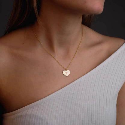Heart Shape Cute Initial Necklace