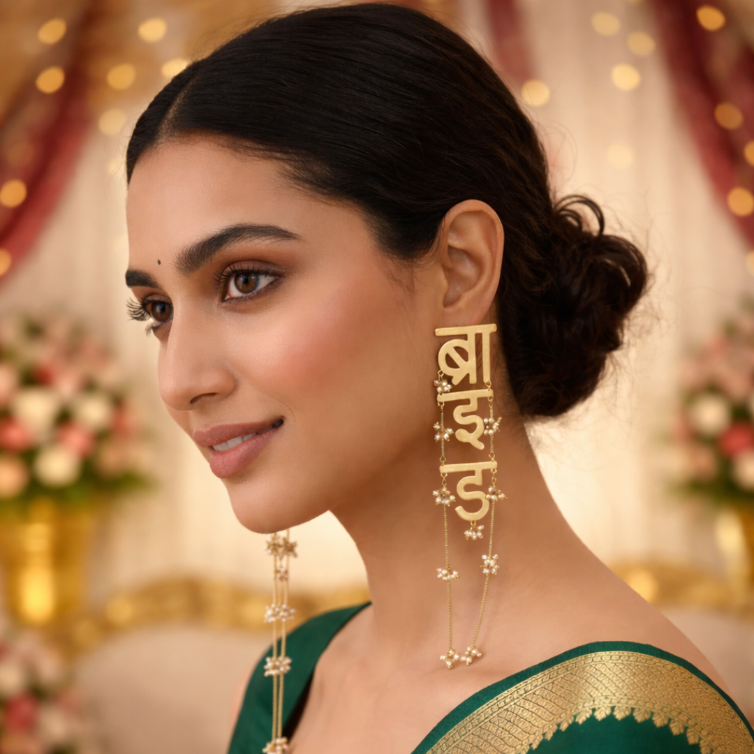 Hindi Bride Name Designer Earrings