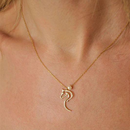Horse Necklace With Pearl