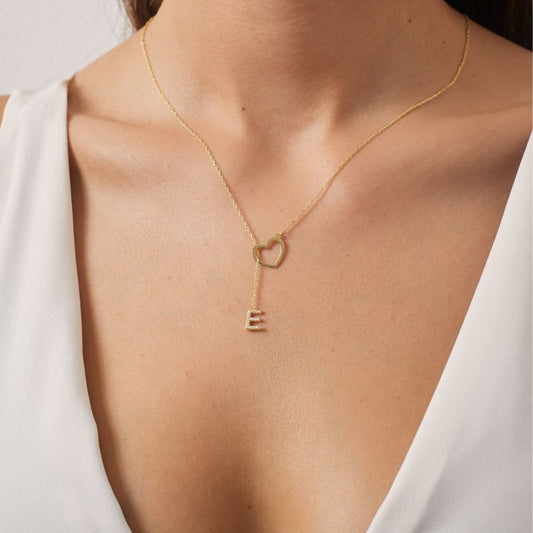 Personalized Diamond Initial Heart Necklace
