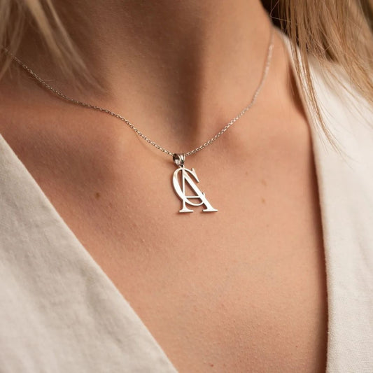 Double initial Necklace, Custom Two Letter Necklace