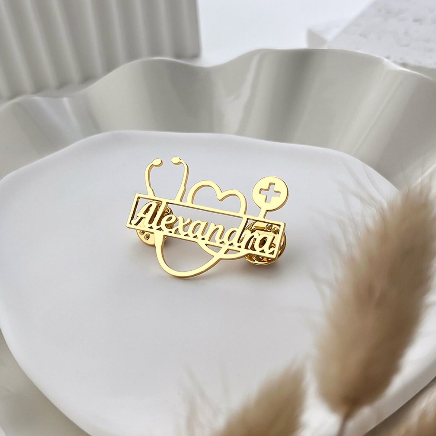 Medical Uniform Pin Custom Name Brooch