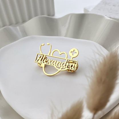 Medical Uniform Pin Custom Name Brooch