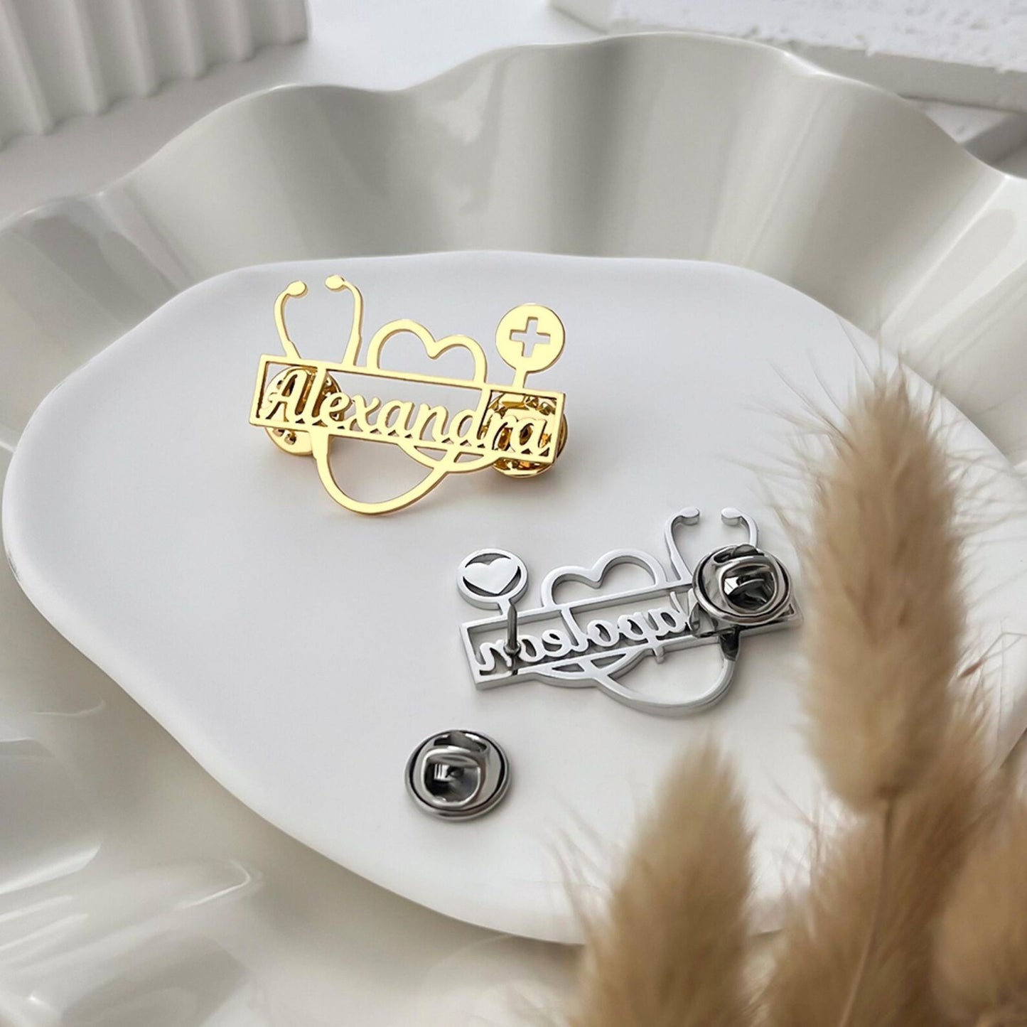 Medical Uniform Pin Custom Name Brooch