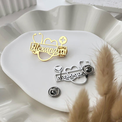 Medical Uniform Pin Custom Name Brooch