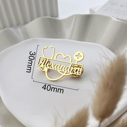 Medical Uniform Pin Custom Name Brooch