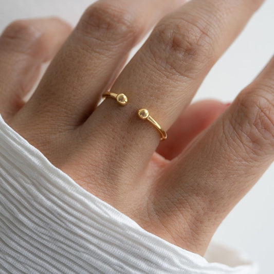 Minimalist Adjustable Ball Cuff Ring