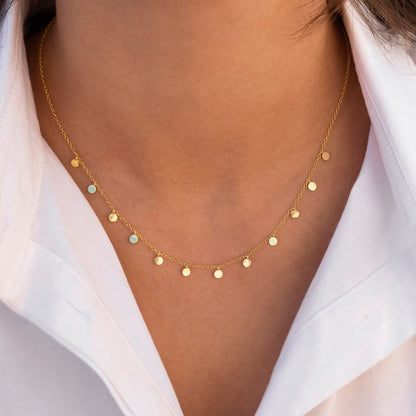 Minimalist Dangling Small Coins Choker Necklace