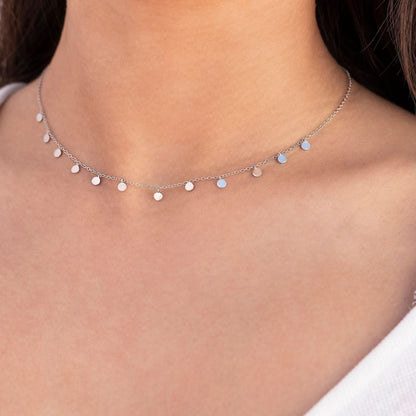 Minimalist Dangling Small Coins Choker Necklace