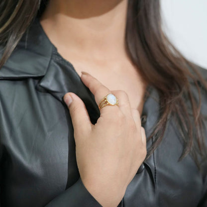 Moonstone Crown Ring