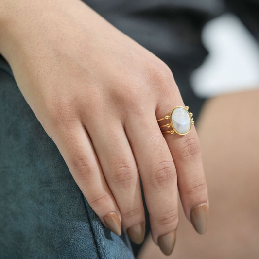 Moonstone Crown Ring